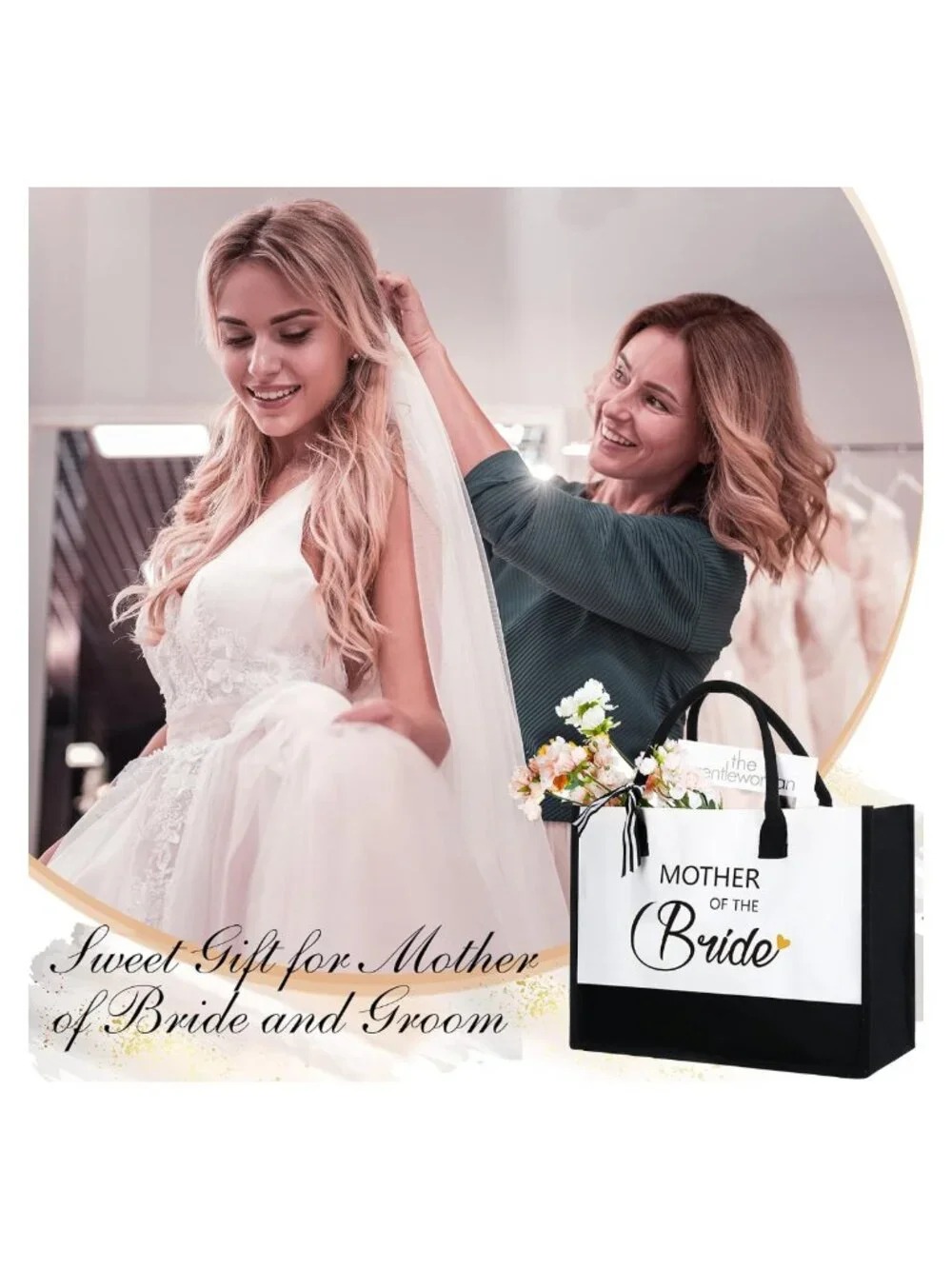 2pc Canvas Tote Bag Set Mother of Bride Groom Wedding Gift
